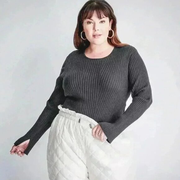 Future Collective Gray Twisted Back Sweater Modern Minimalist Retro - Picture 3 of 7